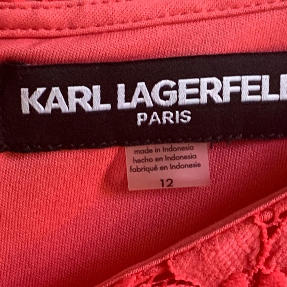 Karl Lagerfeld Dress 12 Women's Pink Short Sleeve Lined Cut Out Floral Back Zip - Picture 10 of 13